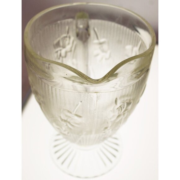 Vtg 50s Jeanette Glass Iris Herringbone Clear Glass Pitcher 2 quart Depression - Picture 8 of 10